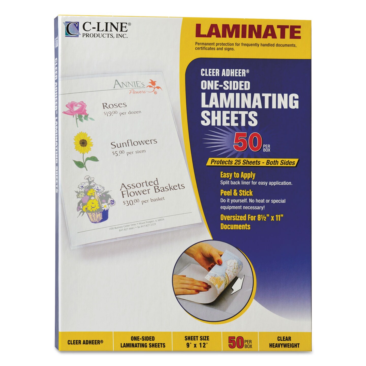 CLine Cleer Adheer SelfAdhesive Laminating Film 2 mil 9 x 12 50/Box