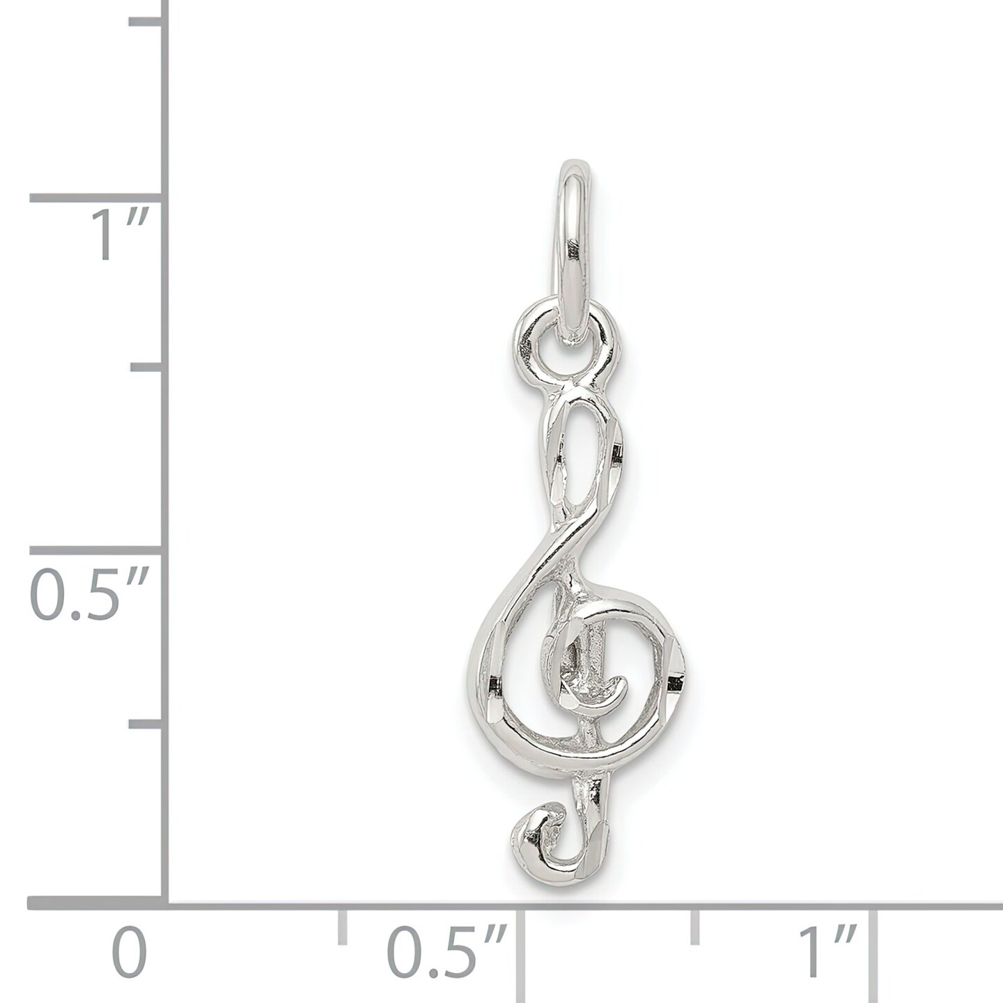 Sterling Silver Treble Clef Charm Pendant Music Jewelry 22 X 9mm