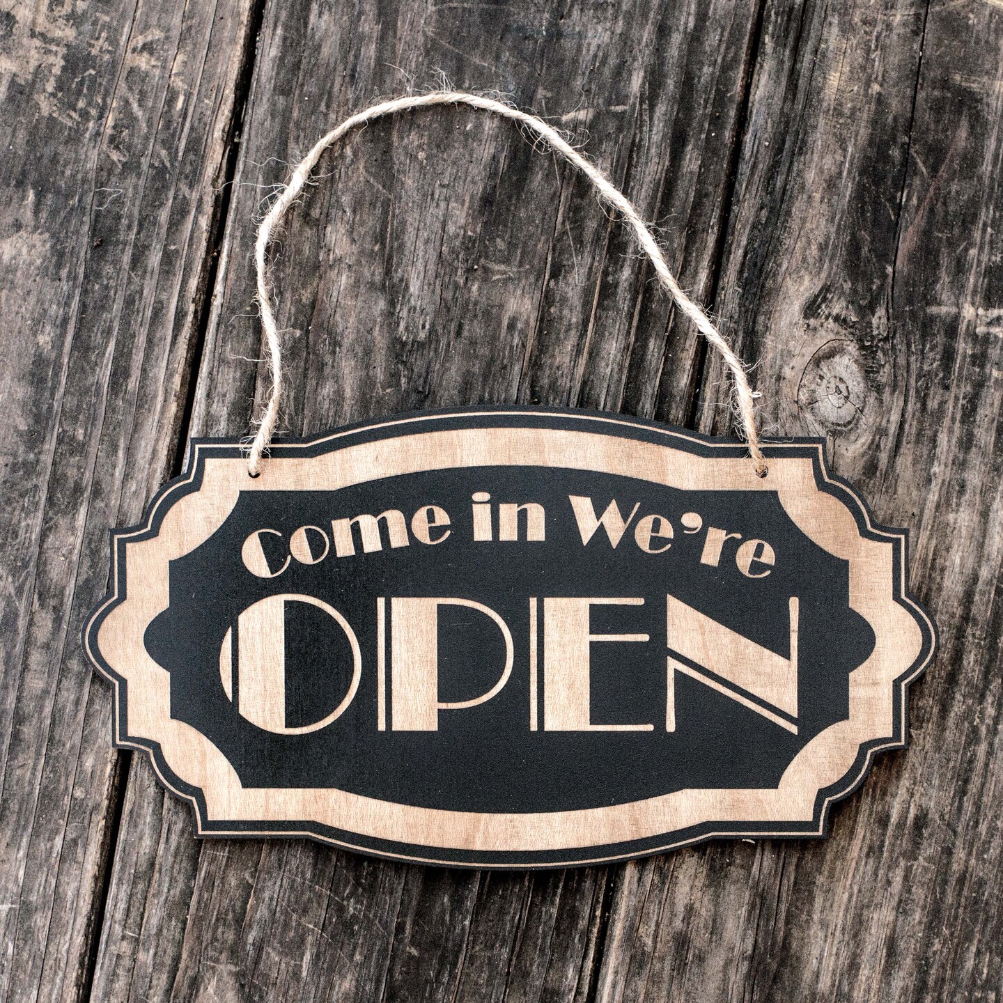 Come in We're Open - Black Door Sign 10X5 Come in We're Open - Black Door Sign 10X5