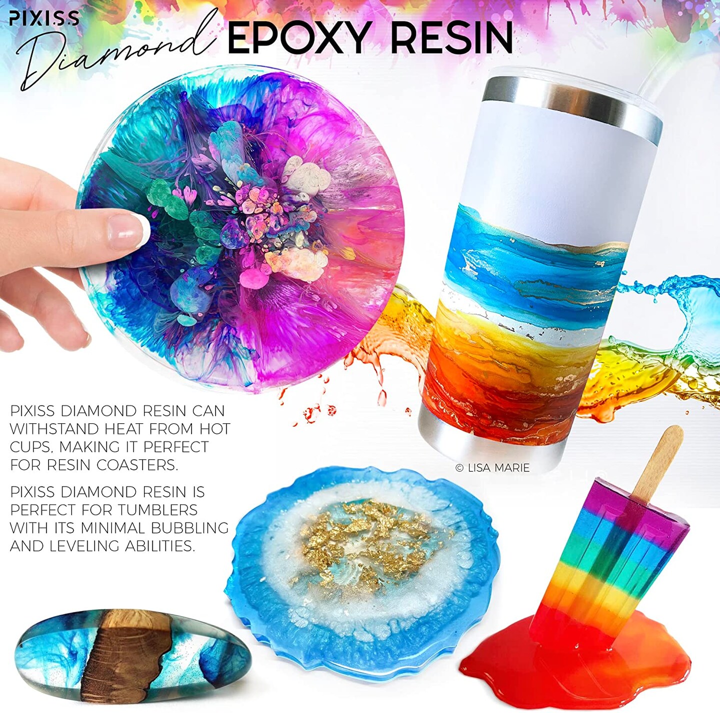 Epoxy Resin Kit Epoxy Resin Molds Silicone Kit Bundle | Pixiss Easy Mix 1:1  (17-Ounce Kit) | Epoxy Resin Mixing Cups and Supplies for
