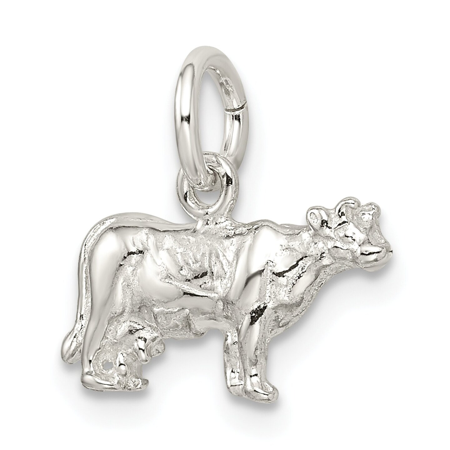 Sterling Silver Cow Charm Pendant Farm Animal Jewelry 15mm x 16mm