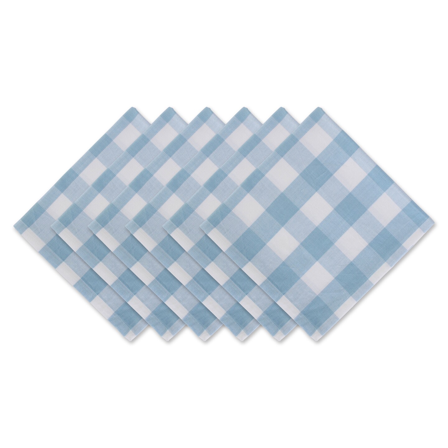 DII Buffalo Check Tabletoppers, 20x20&#x22;, White &#x26; Light Blue, 6 Pieces