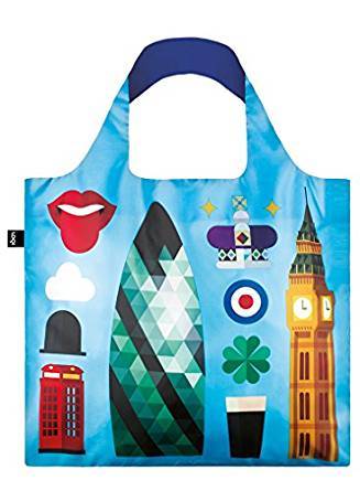 LOQI HEY Studio London Reusable Shopping Bag, Blue
