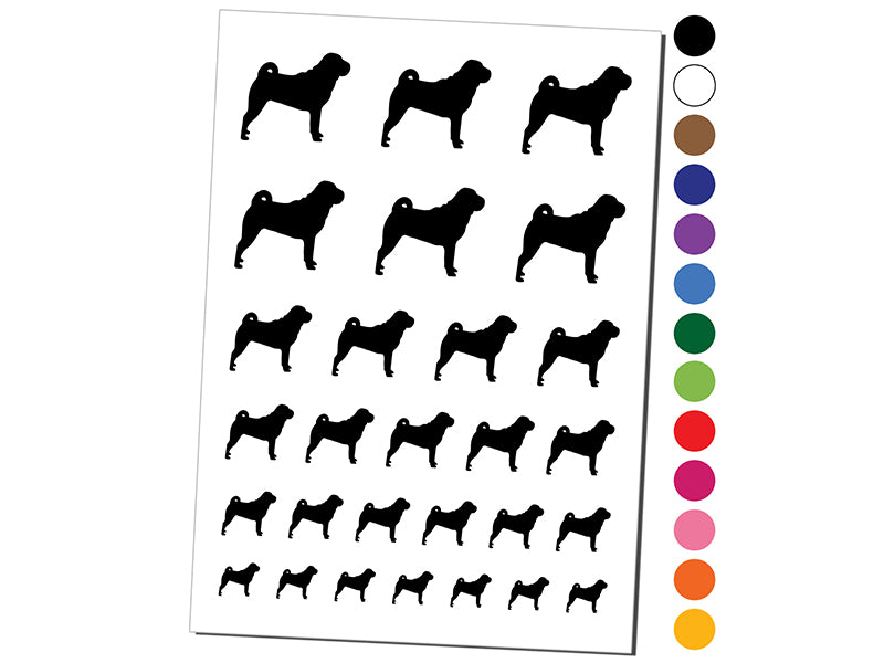 Shar-Pei Dog Solid Temporary Tattoo Water Resistant Fake Body Art Set Collection