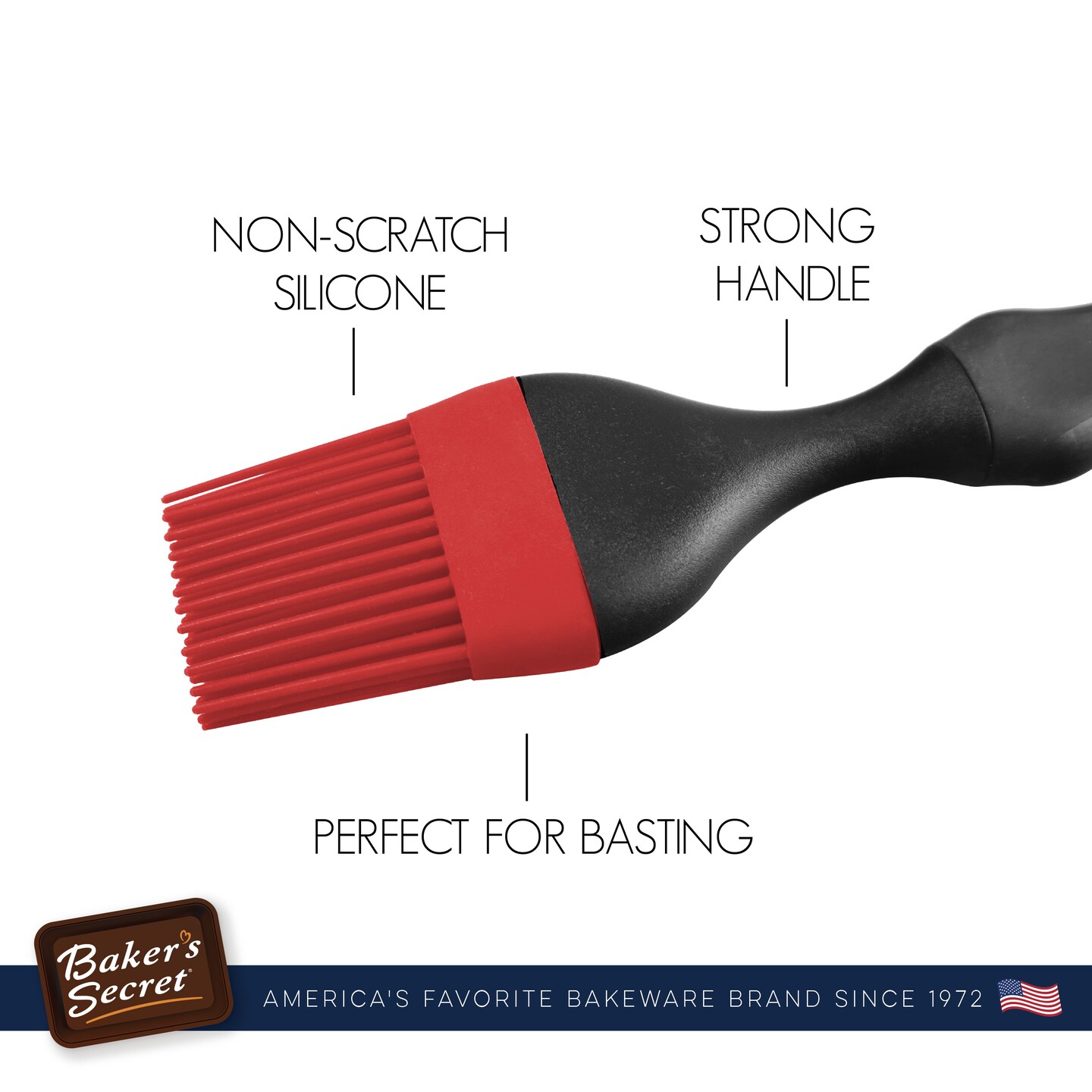 Baker&#x27;s Secret - Silicone Brush with Grip Handle, for Pastry, Oil Baking, BBQ and Grilling, Baking Utensils Accessories