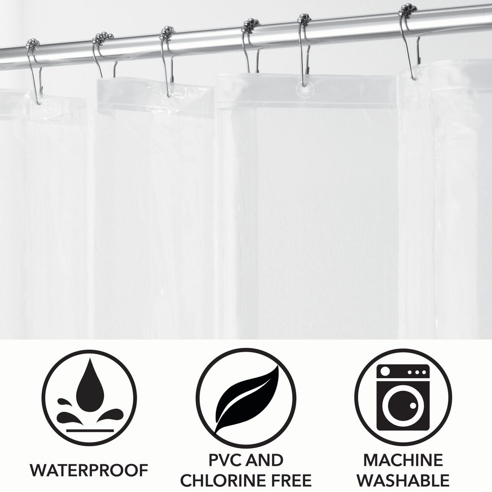 mDesign Long PEVA 72&#x22; x 72&#x22; Waterproof Shower Curtain Liner