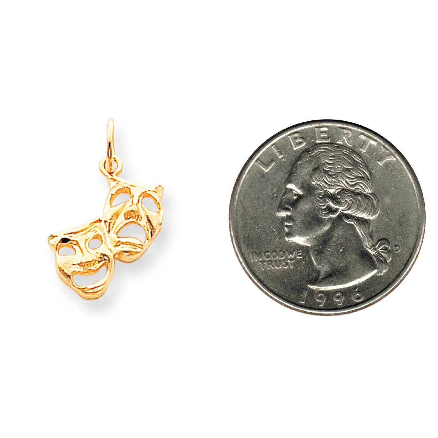10K Gold Comedy &#x26; Tragedy Charm Smile Now Cry Later |A Jewerly 21mm x 16mm