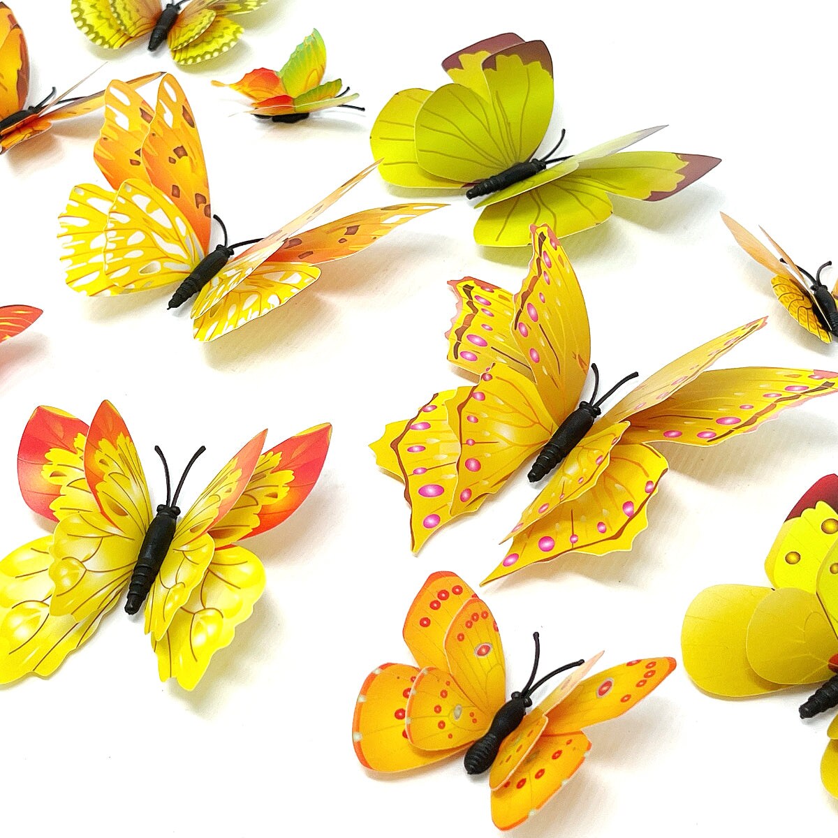 Wrapables 3D Double Wings Butterfly Decorative Wall Decor Stickers, Decals for Bedroom (24 pcs)