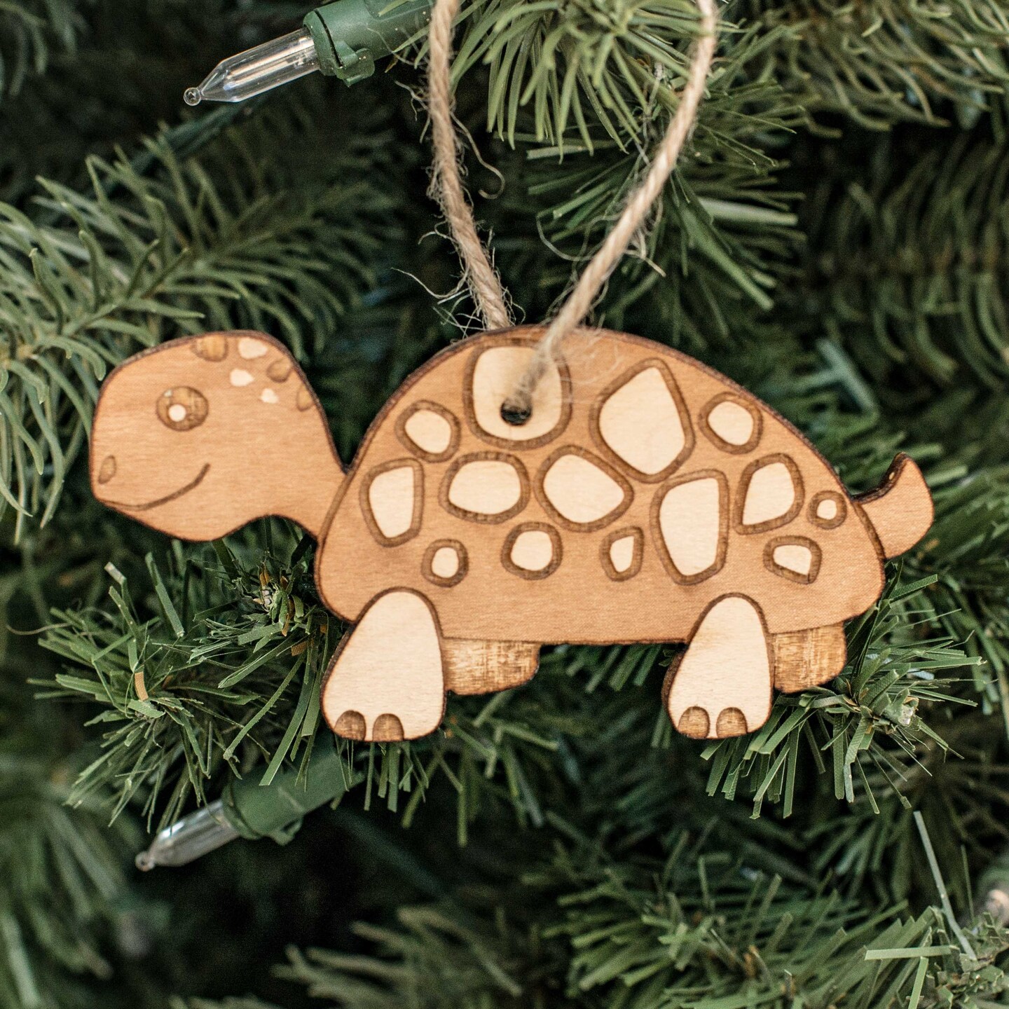 Ornament - Cute Turtle - Raw Wood 4x2in Ornament - Cute Turtle - Raw Wood 4x2in