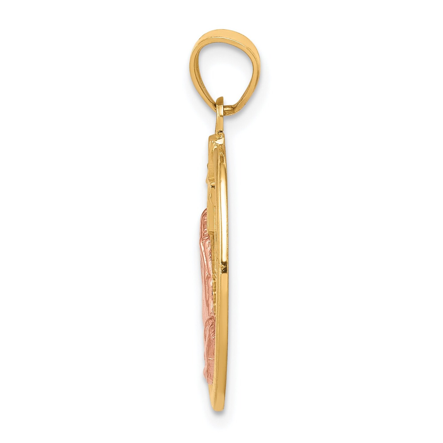 10K Gold Two Tone Praying Hands Pendant Charm Jewelry 25mm x 13mm