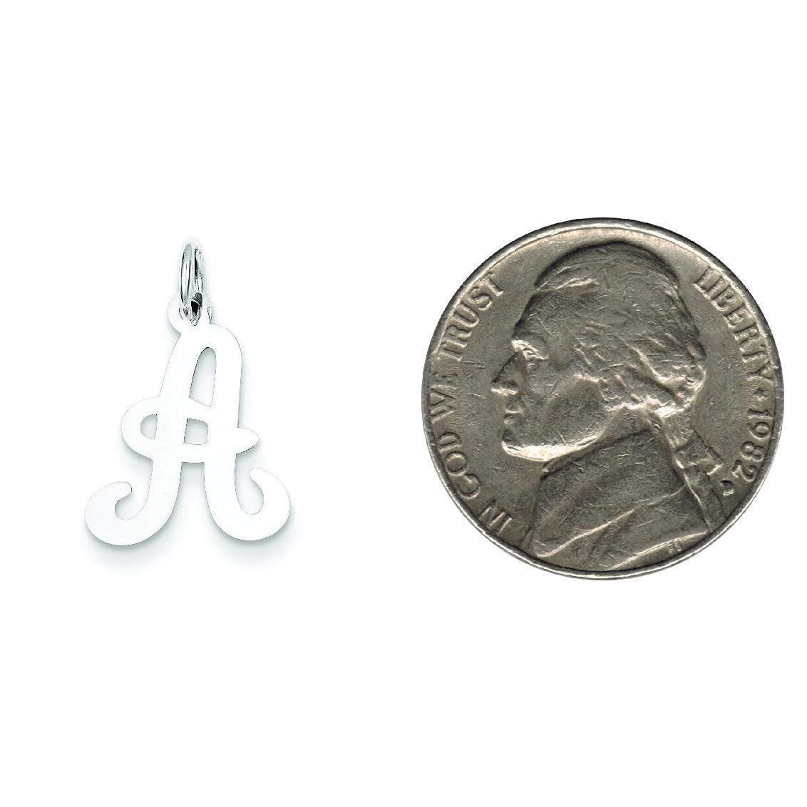 Sterling Silver Stamped Initial Letter A Charm Pendant Jewerly 20mm x 13mm
