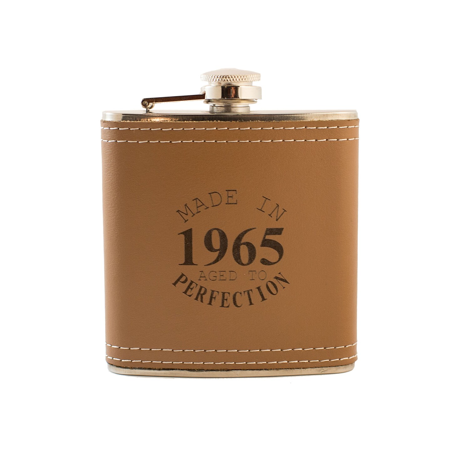 6oz Made in 1965 Aged to Perfection Leather Flask