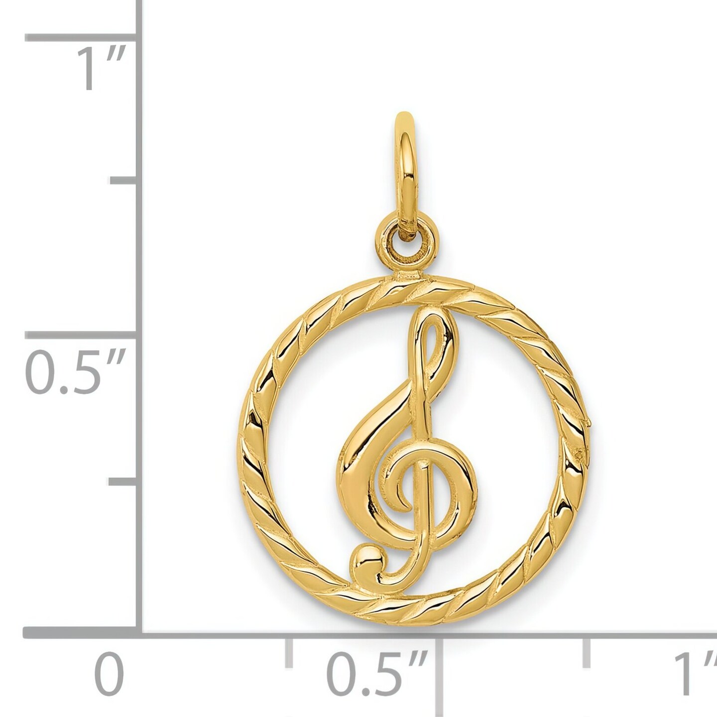 14K Gold Treble Clef Charm Music Note Pendant Jewelry 21mm x 15mm