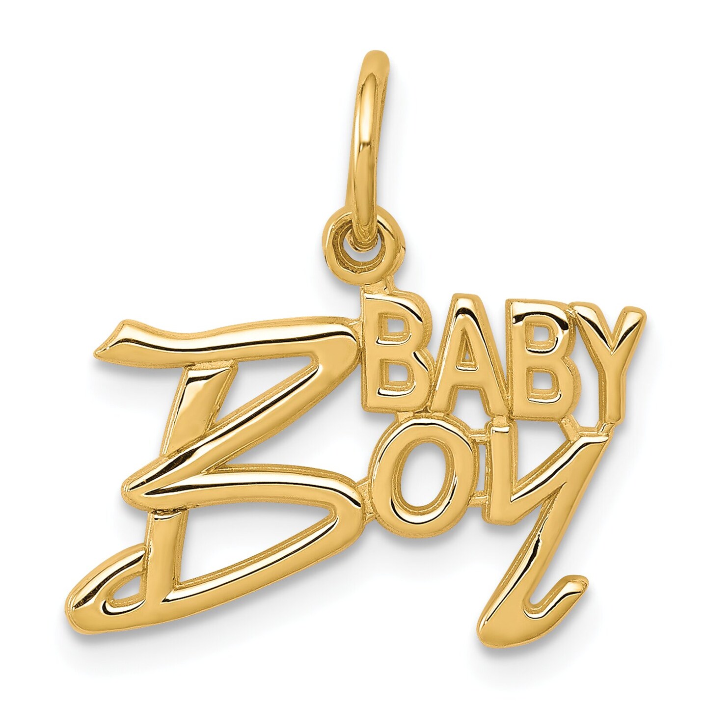 10K Yellow Gold Baby Boy Charm Polished Pendant Jewelry 20mm x 16mm