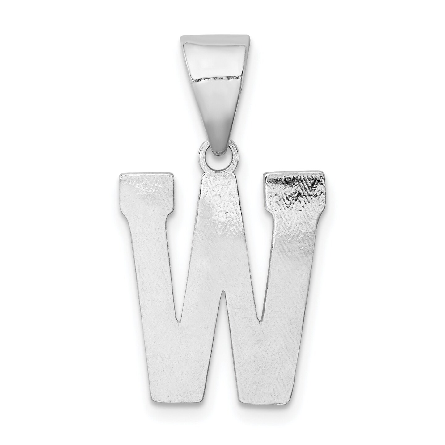 Sterling Silver Initial Letter W Charm Pendant Jewelry 25mm x 9mm