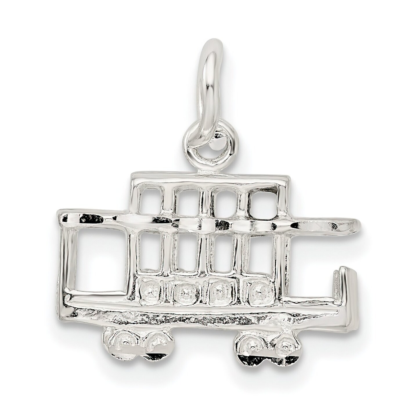 Sterling Silver Trolley Charm Jewelry San Francisco 14mm x 18mm