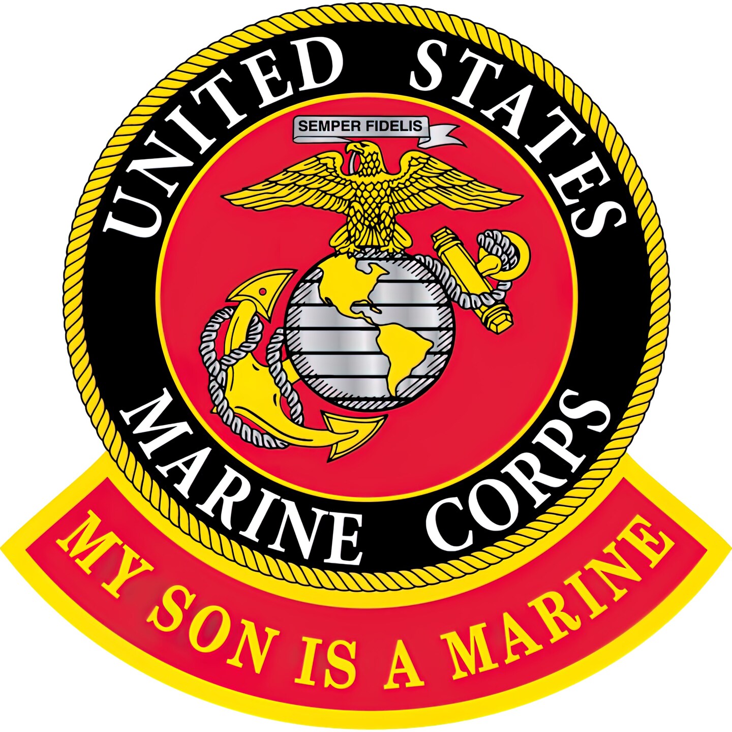 U.S.M.C. My Son Is A Marine Patch White &#x26; Red 3&#x22;