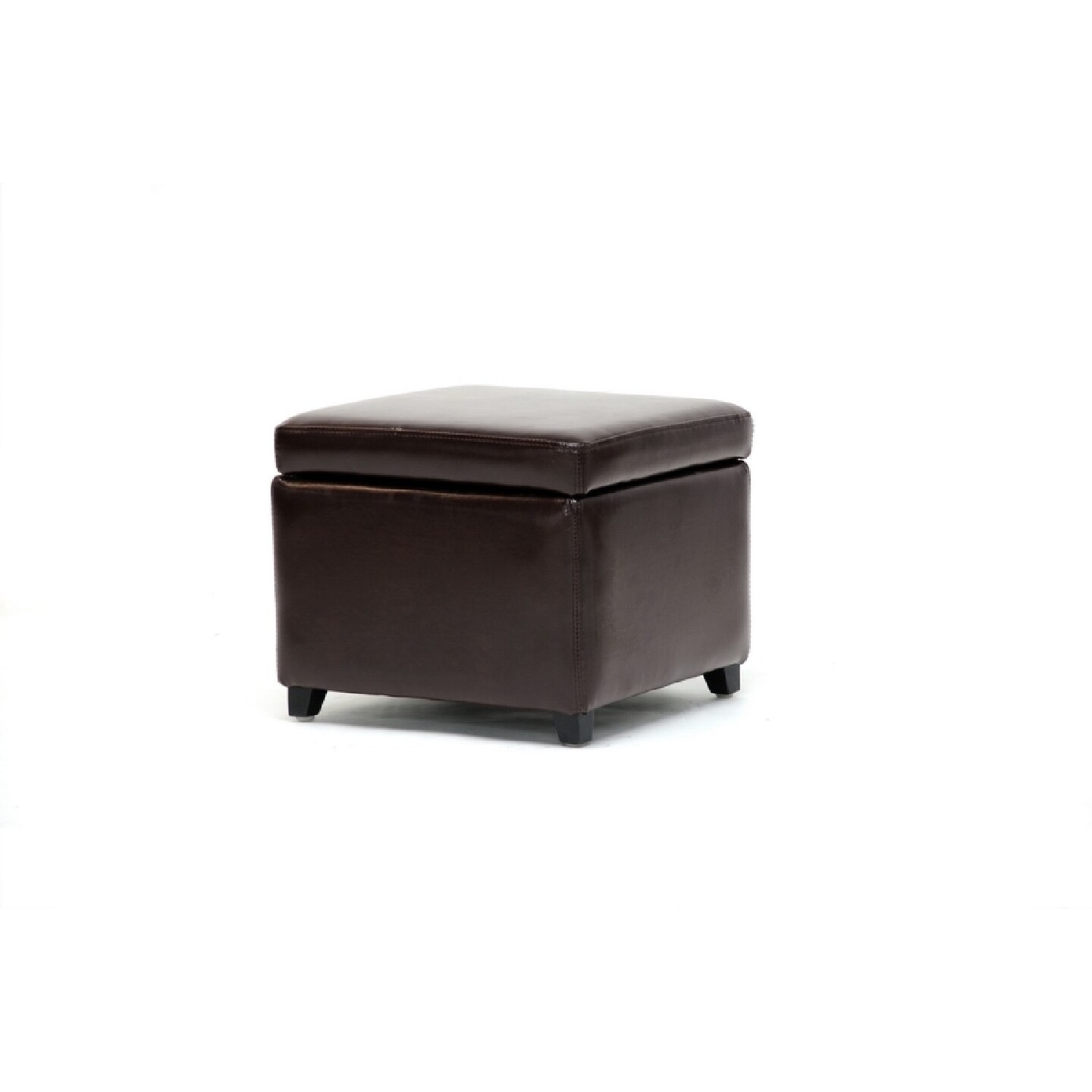 Wholesale Interiors Baxton Studio Dark Brown Faux Leather Small Storage Cube Ottoman