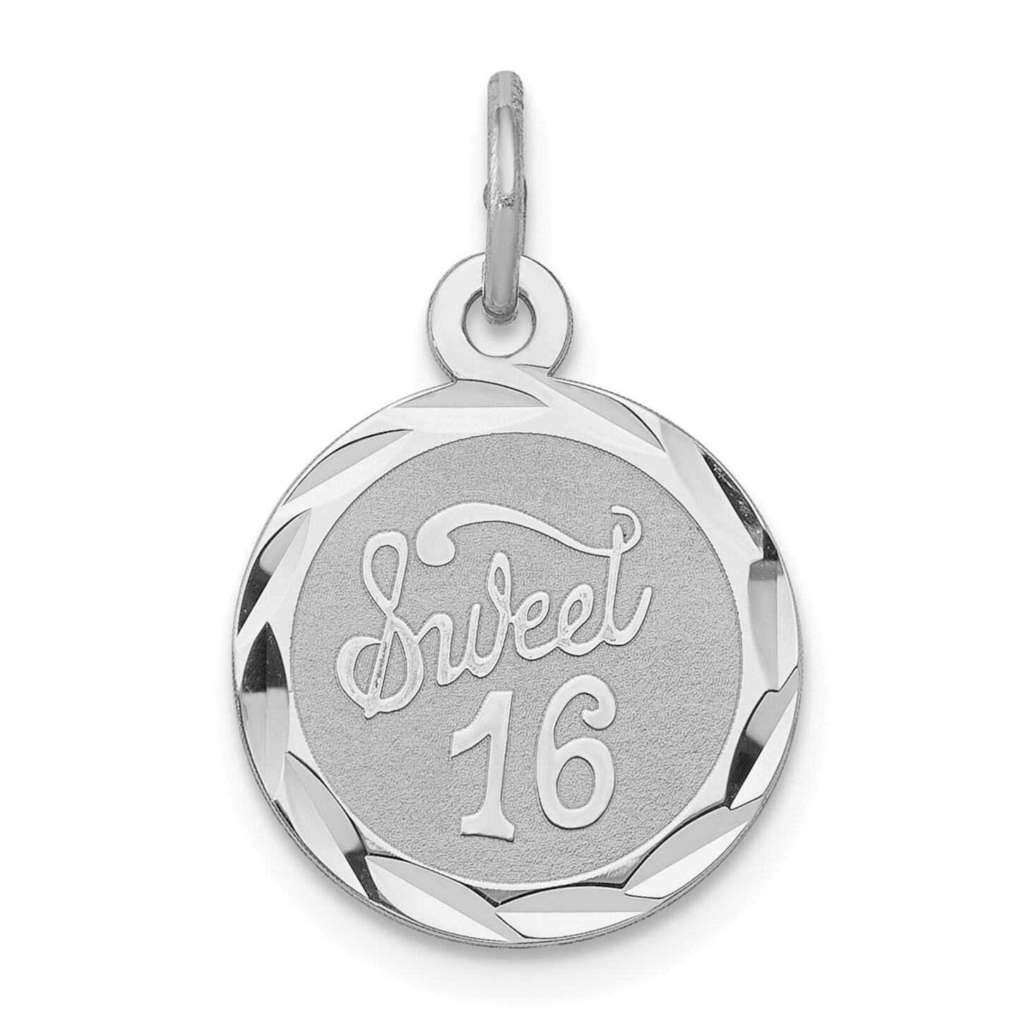 Sterling Silver Sweet Sixteen Disc Charm Birthday Jewerly 20mm x 13mm