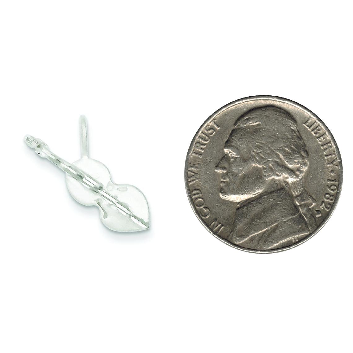 Sterling Silver Violin Pendant Music Charm FindingKing Jewerly 22mm x 8mm