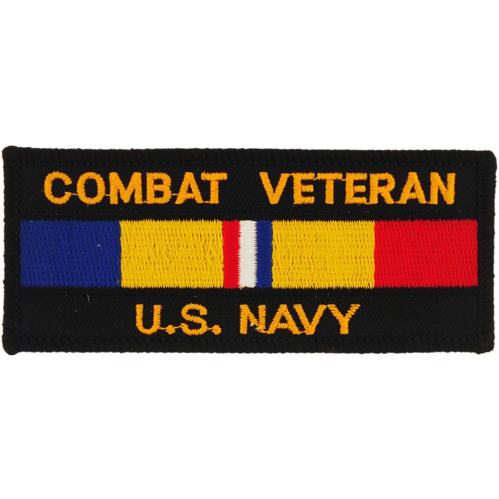 U.S. Navy Combat Veteran Patch Black &#x26; Yellow 1 3/4&#x22;