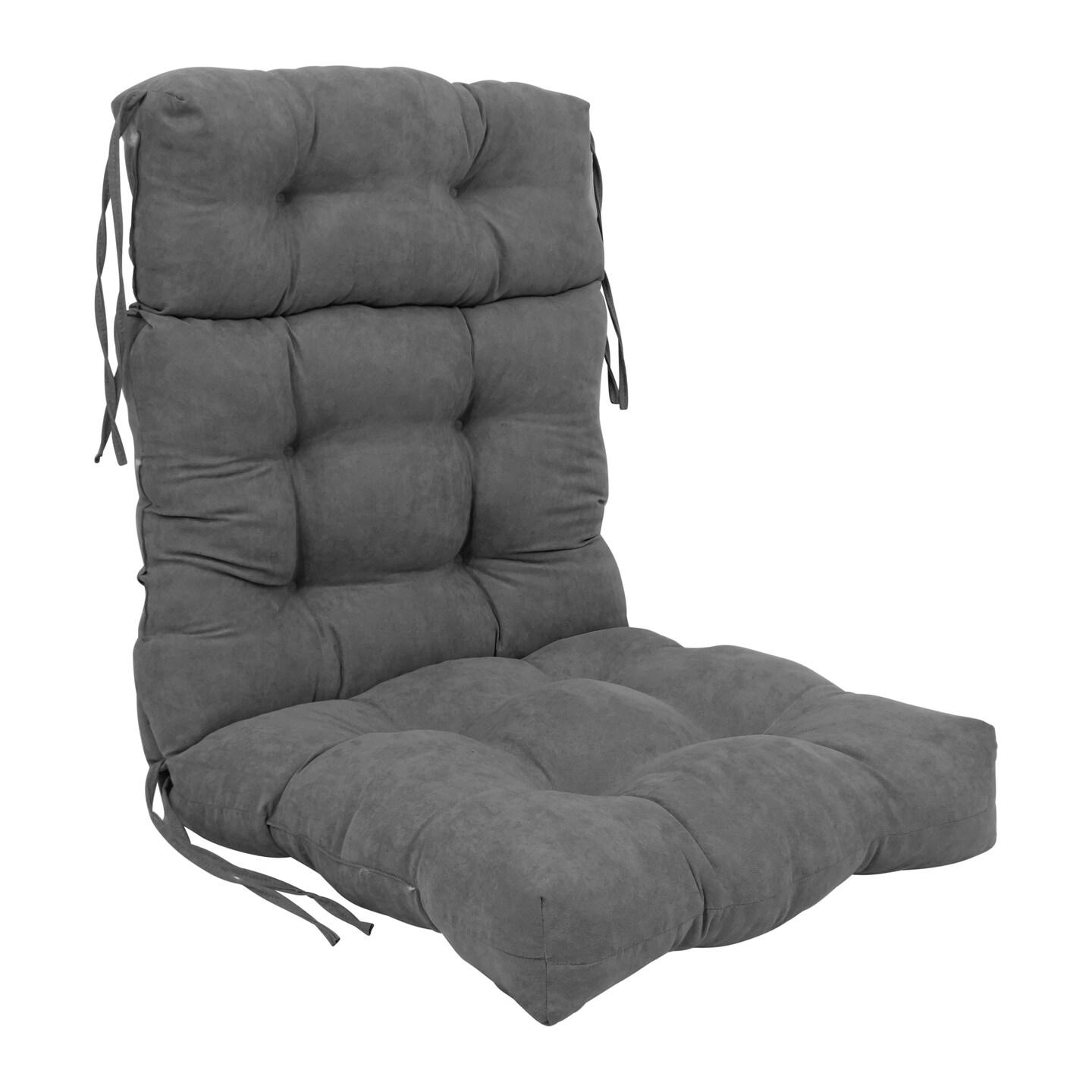 22inch by 45inch Solid Microsuede Tufted Chair Cushion GreyColor