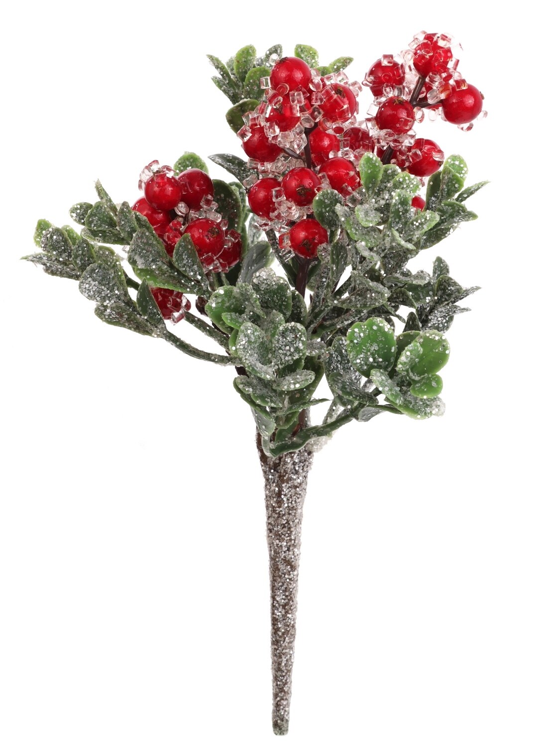 Ice Red Berry & Boxwood Pick 8" 24Pack for Festive Christmas Decor