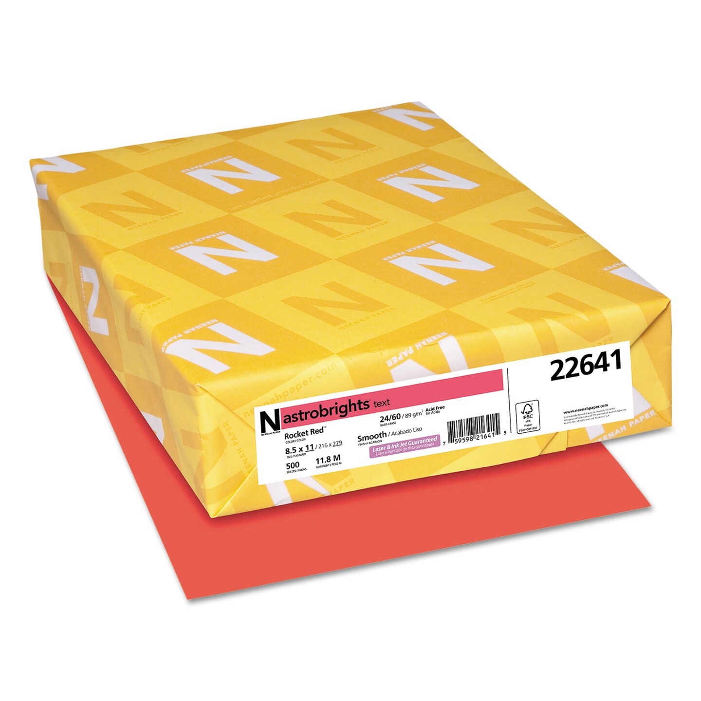 Astrobrights Color Paper 24 lb 8.5 x 11 Rocket Red 500/Ream