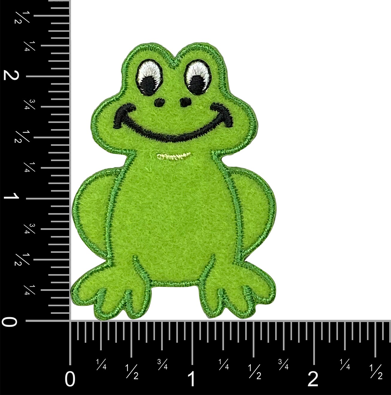 Green Felt Frog, Embroidered, Iron on Patch