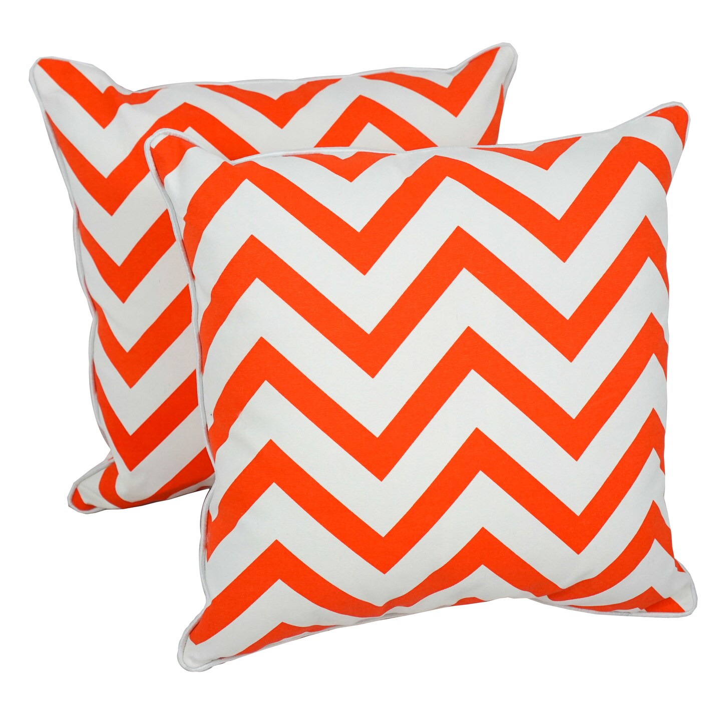 Blazing Needles 18-inch Corded Throw Pillows with Inserts (Set of 2) - Orange/White Chevron