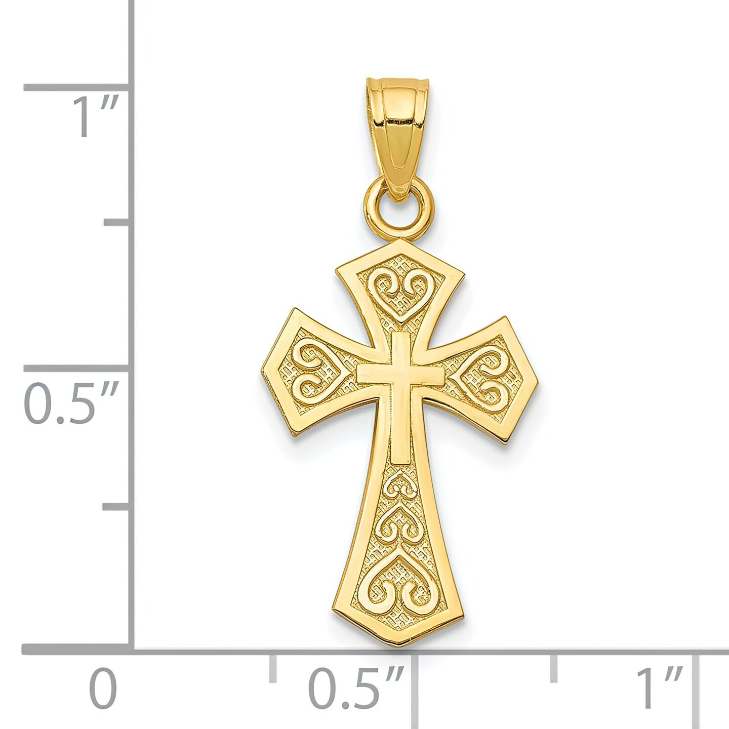 10K Gold Cross Charm Pendant Jewelry 25 x 13mm