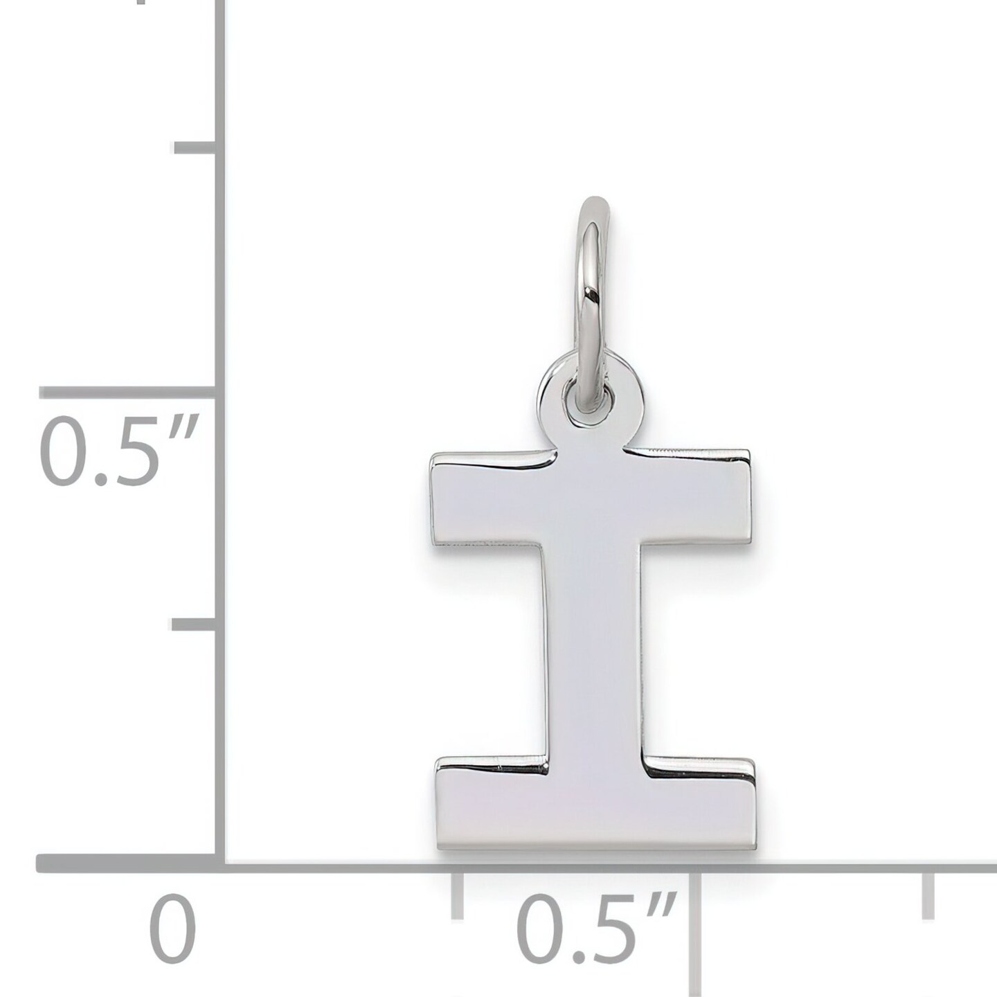 Sterling Silver Small Block Initial Letter I Charm Jewerly 16mm x 10mm