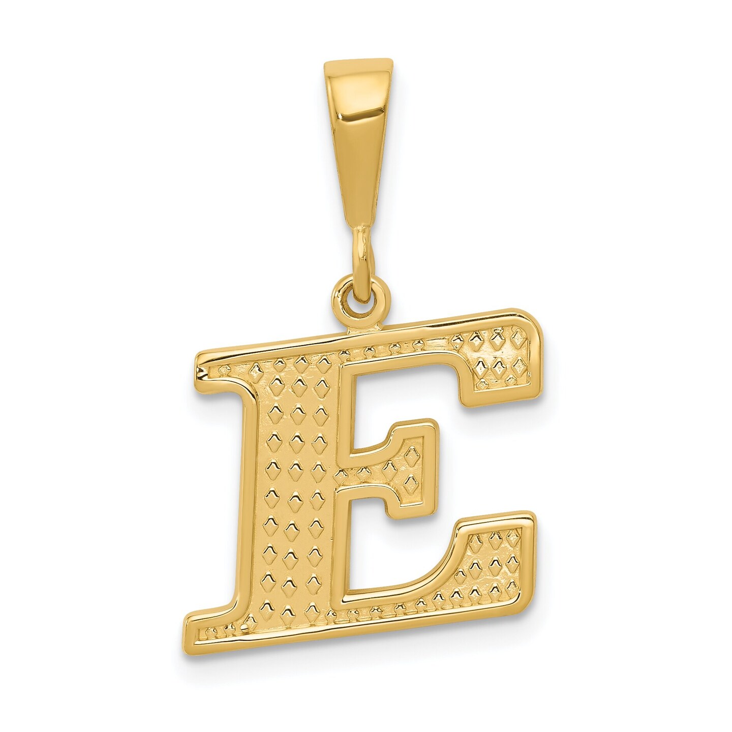 14K Yellow Gold Initial E Charm Letter Pendant Jewelry 25.6mm x 17.3mm