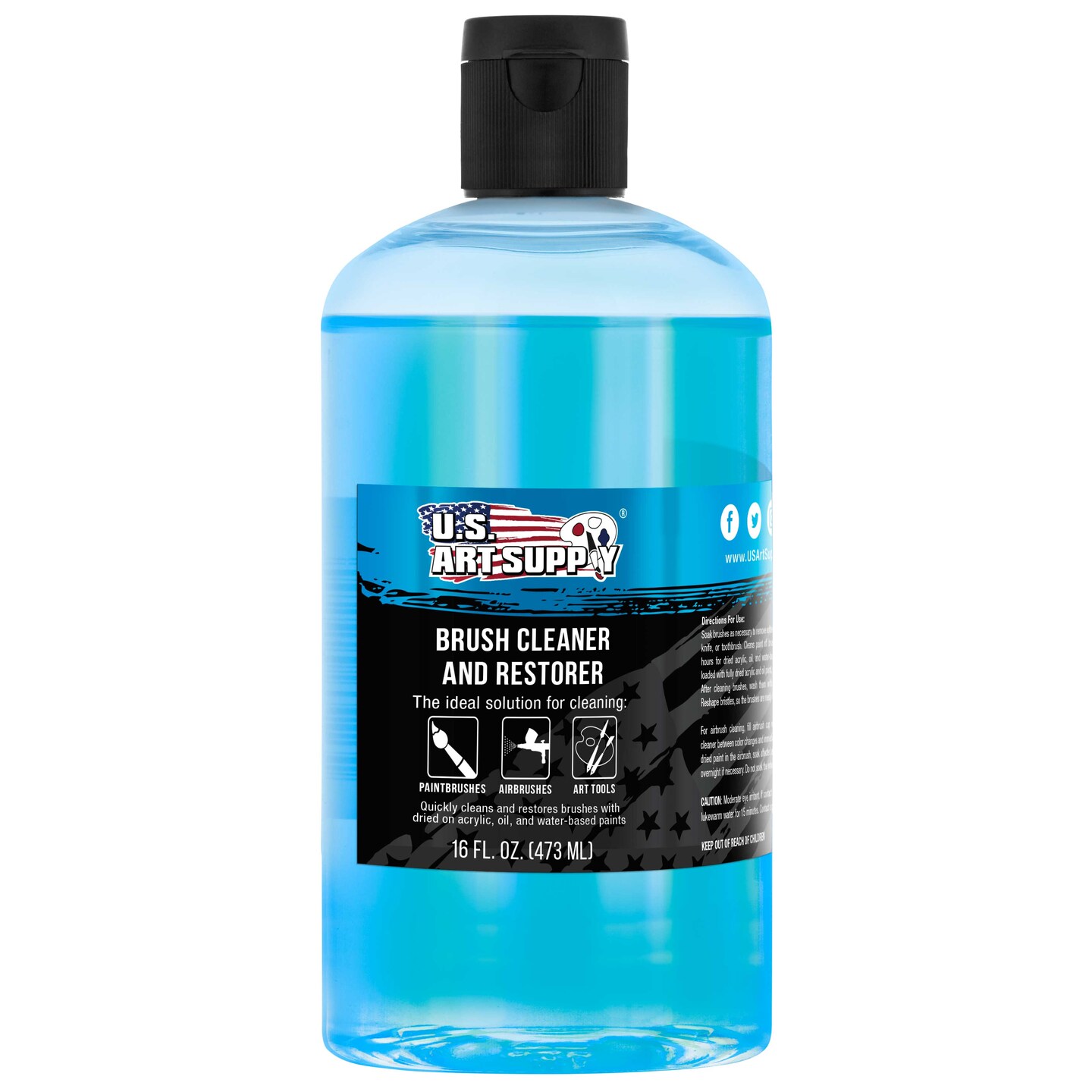 U.S. Art Supply Brush Cleaner and Restorer, 16 oz Cleans Paint