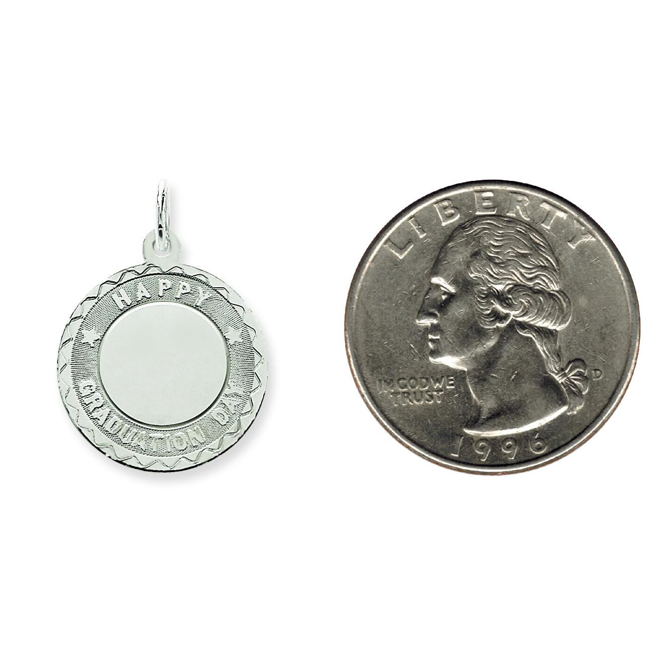 Sterling Silver Happy Graduation Day Charm Engraveable Jewerly 27mm x 20mm