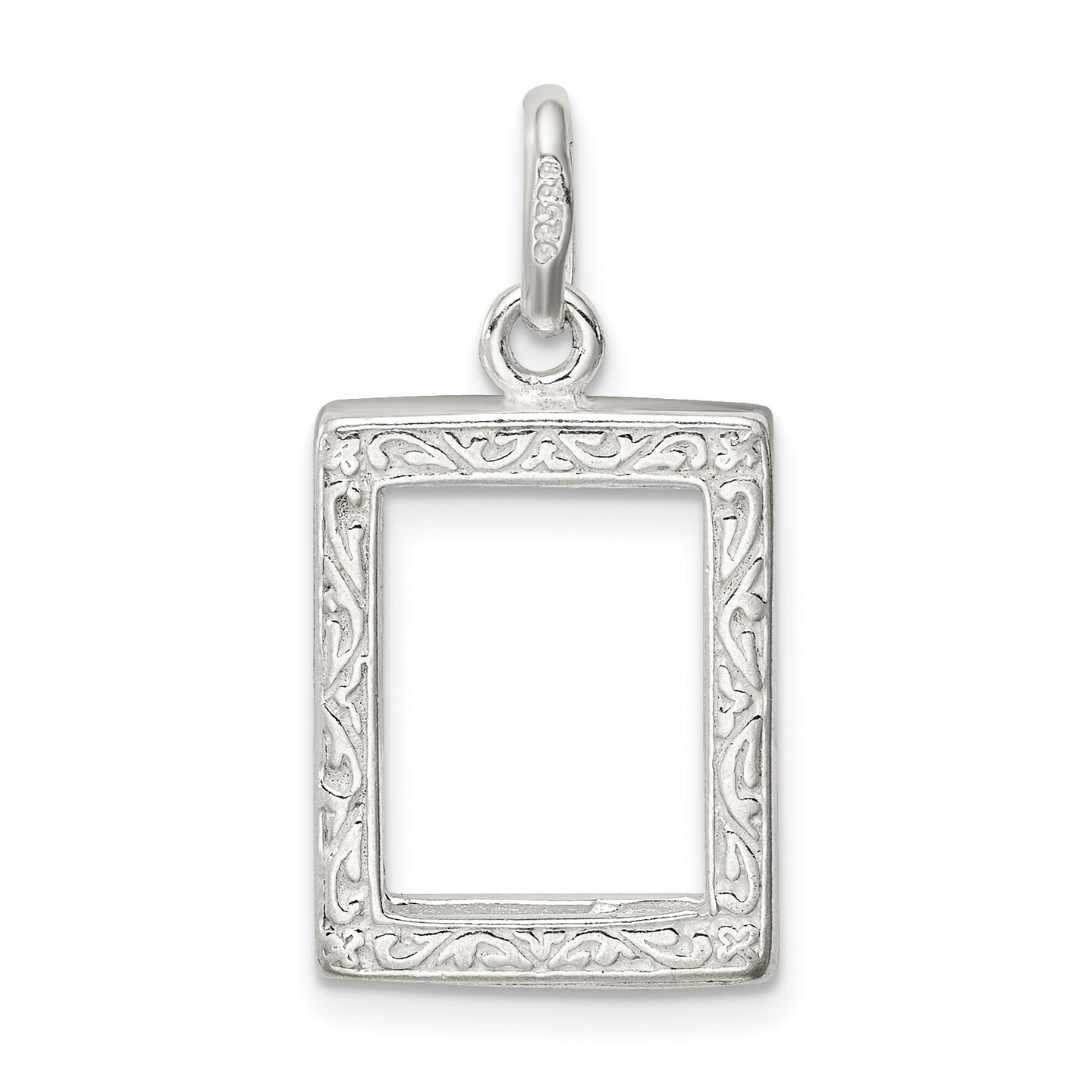 Sterling Silver Picture Frame Charm Pendant Jewelry 23mm x 14mm