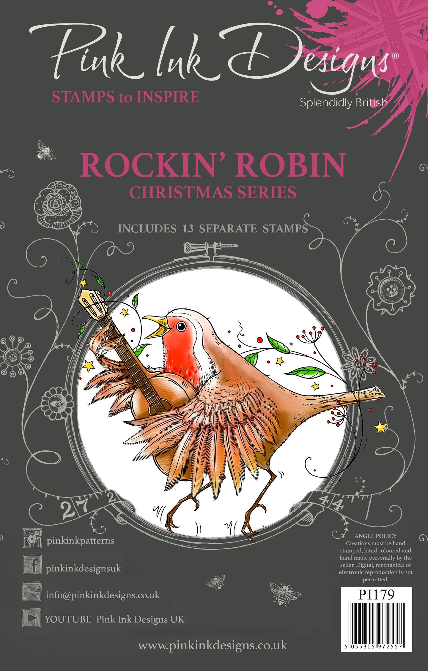 Pink Ink Designs 6&#x22;X8&#x22; Clear Stamp Set-Rockin Robin