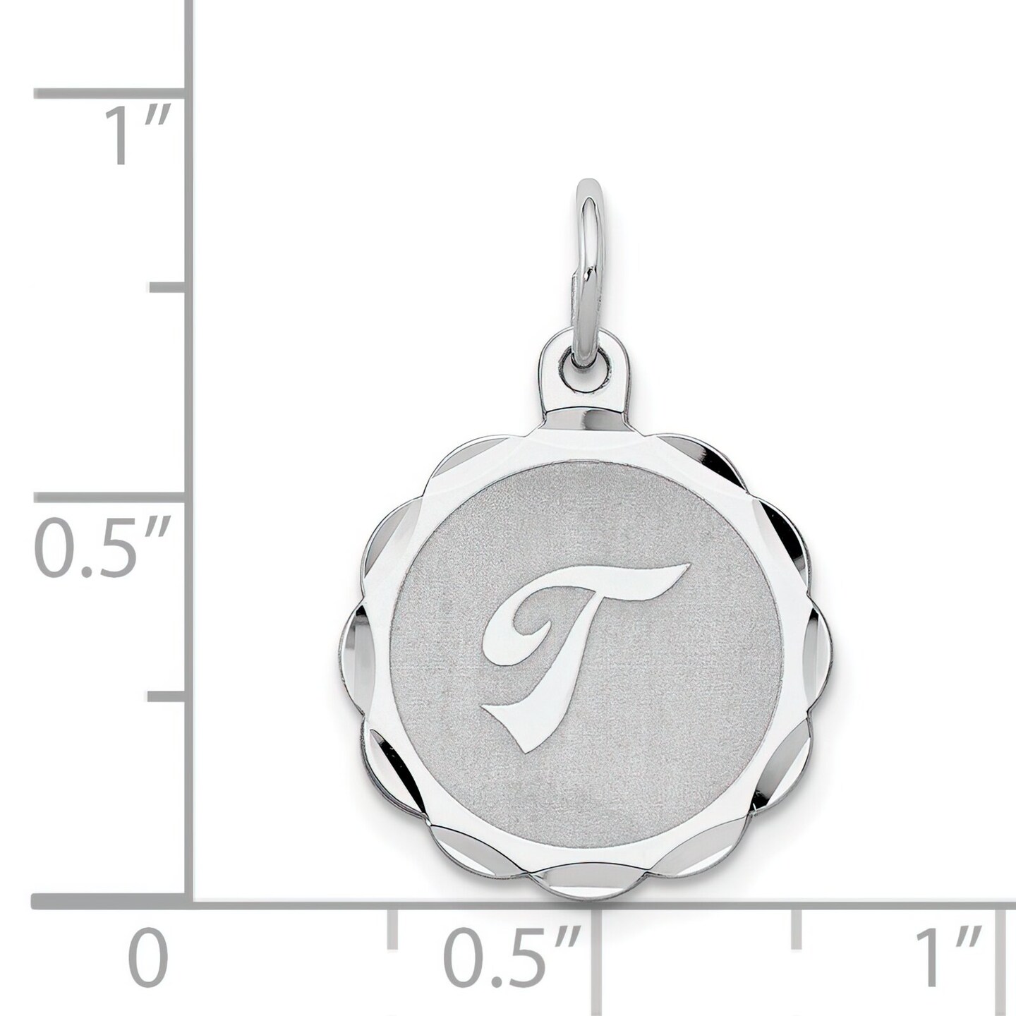 Sterling Silver Brocaded Lower Case Initial T Charm Jewerly 22mm x 16mm