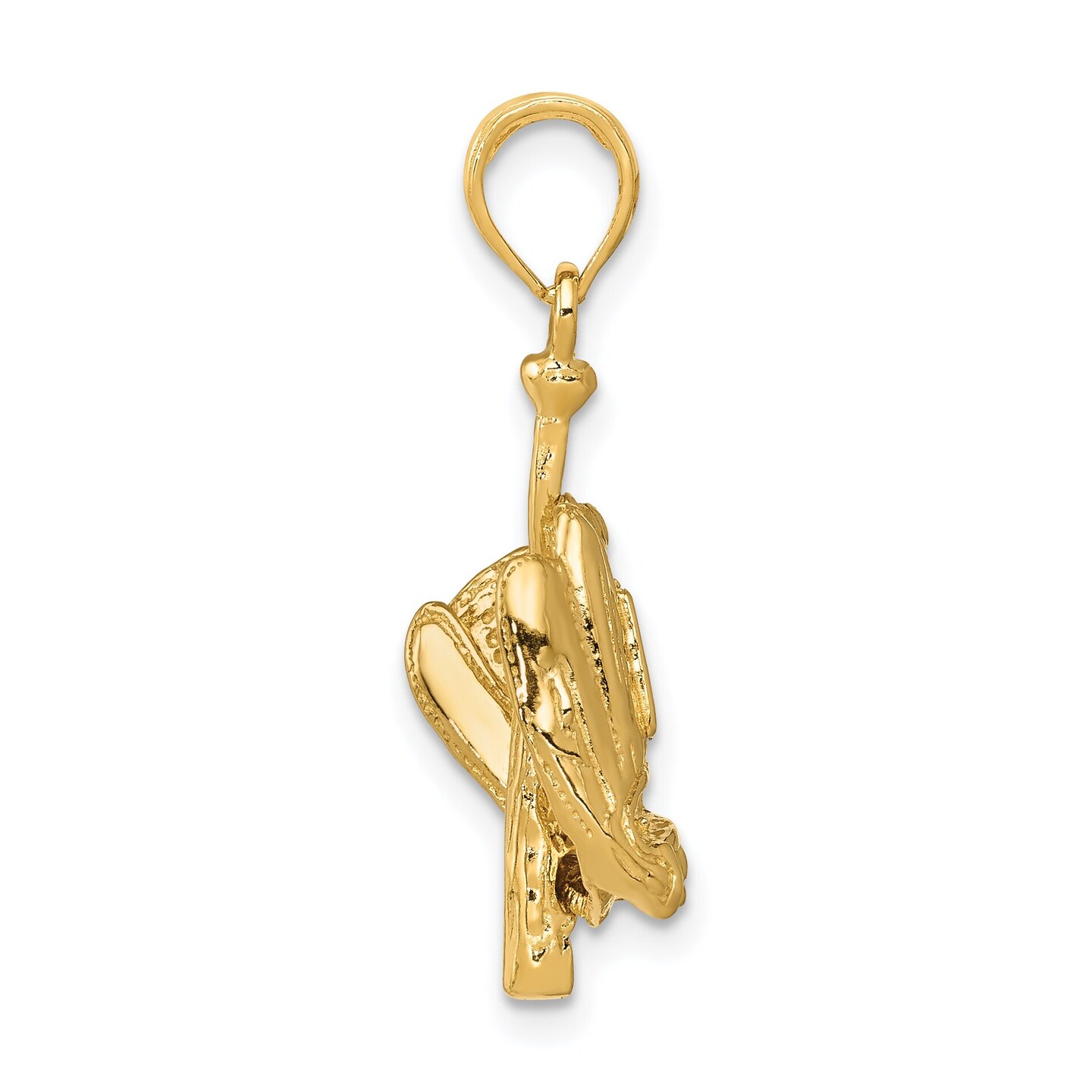 14K Gold 3D Baseball Glove Bat & Ball Charm Sports Jewerly 23mm x 11mm
