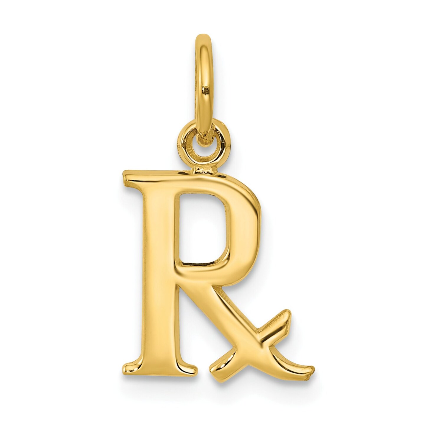 14K Yellow Gold Rx Charm Pharmacist Pendant Jewelry 22mm x 10mm