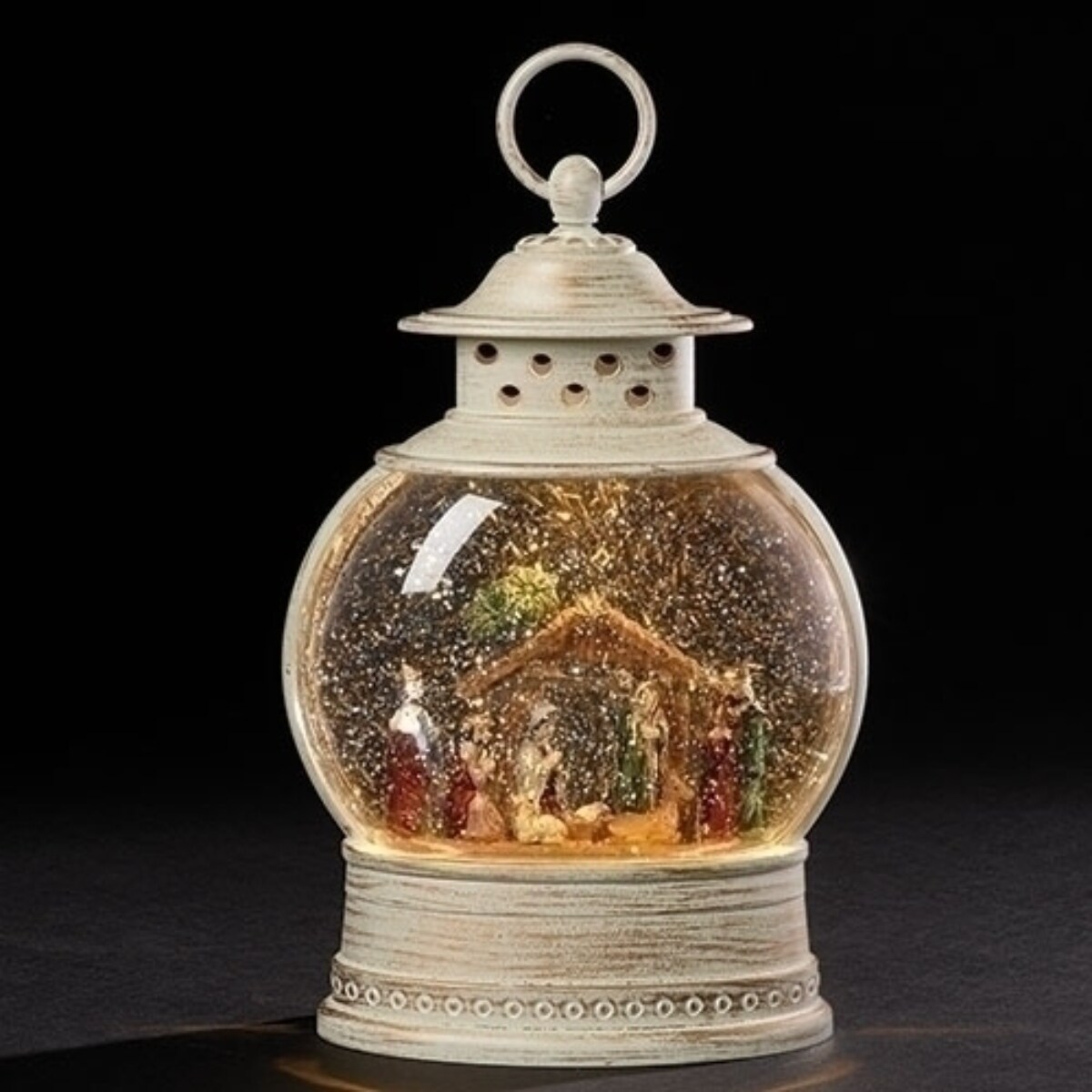 Roman 10" LED Lighted Nativity Scene Christmas Snow Globe Lantern