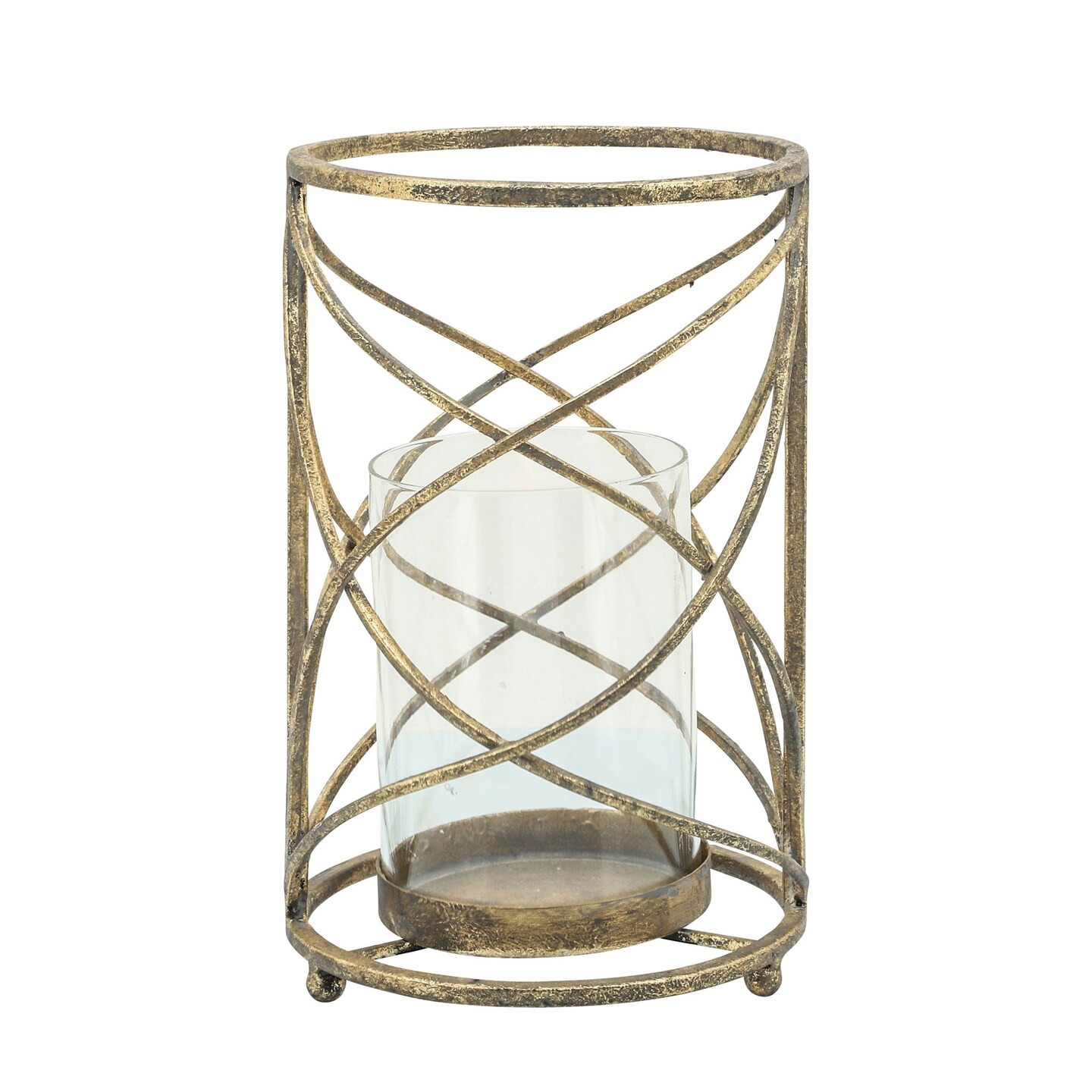 Kingston Living Swirl Hurricane Candle Holder - 10.25&#x22; - Gold