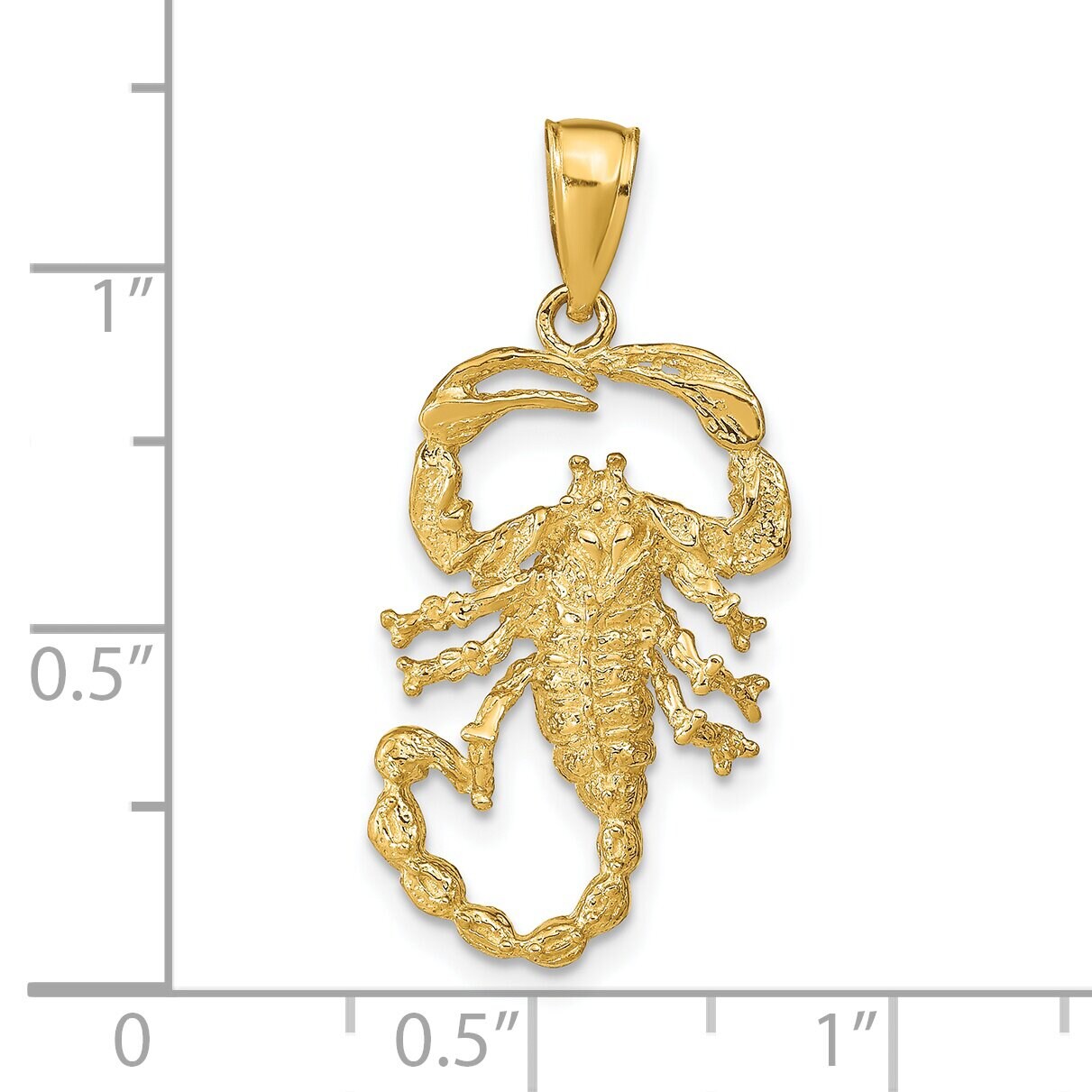 14K Yellow Gold Scorpion Charm Polished Pendant Jewelry 30mm x 14mm