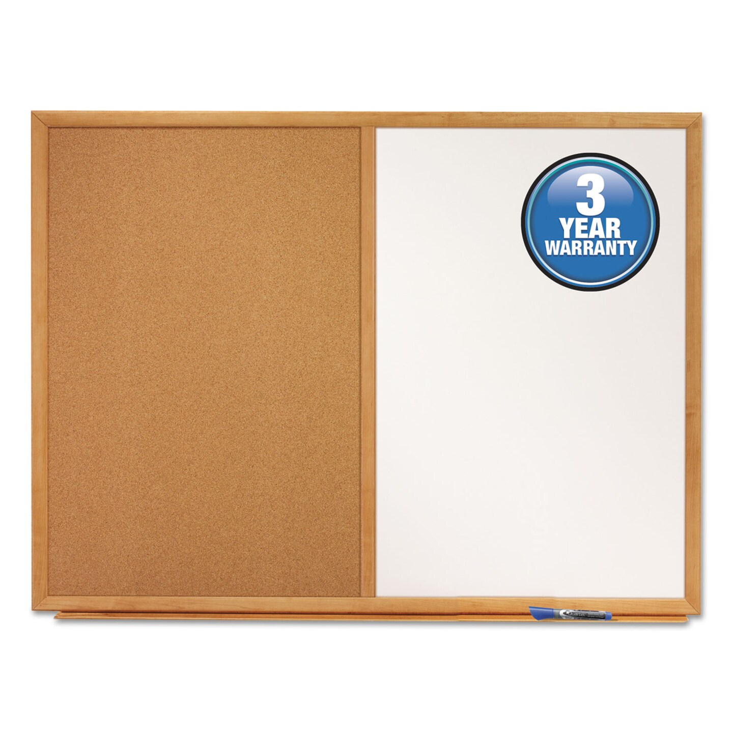 Quartet Bulletin/Dry-Erase Board Melamine/Cork 36 x 24 White/Brown Oak Finish Frame
