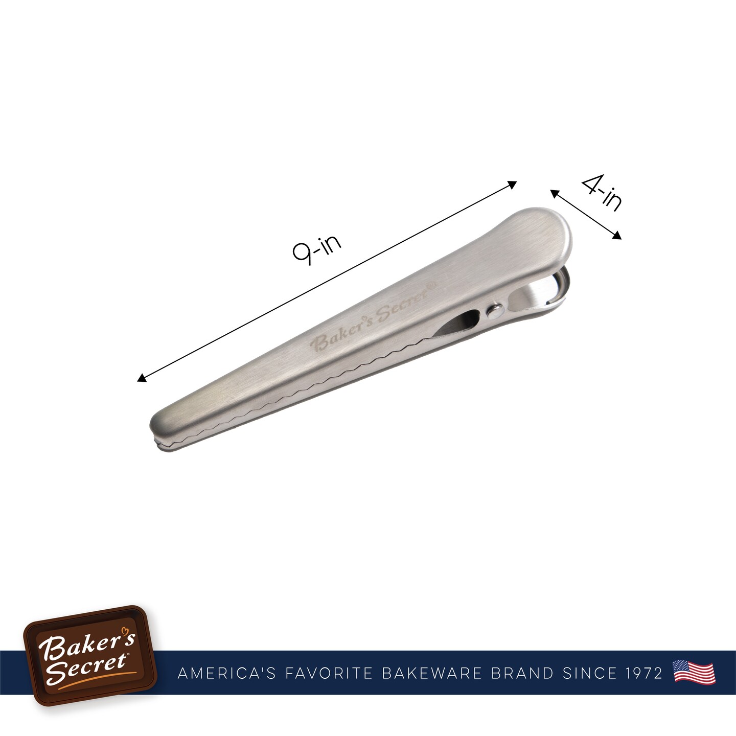 Baker&#x27;s Secret - 4pcs Stainless Steel Bag Clip Set, Heavy Duty Chip Clips Set