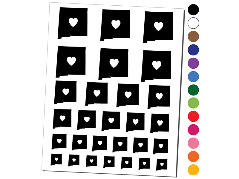 New Mexico State with Heart Temporary Tattoo Water Resistant Fake Body