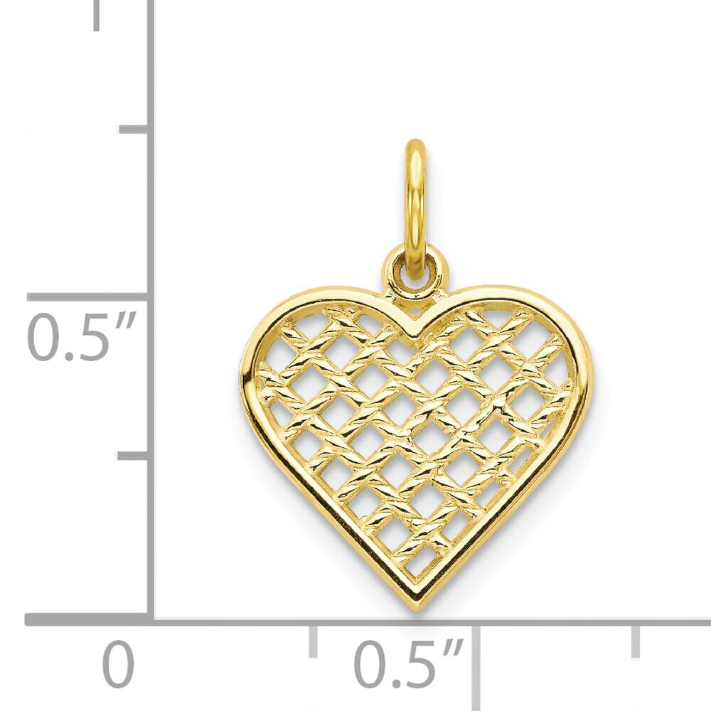 10K Yellow Gold Heart Charm Love Valentines Pendant Jewerly 20mm x 12mm