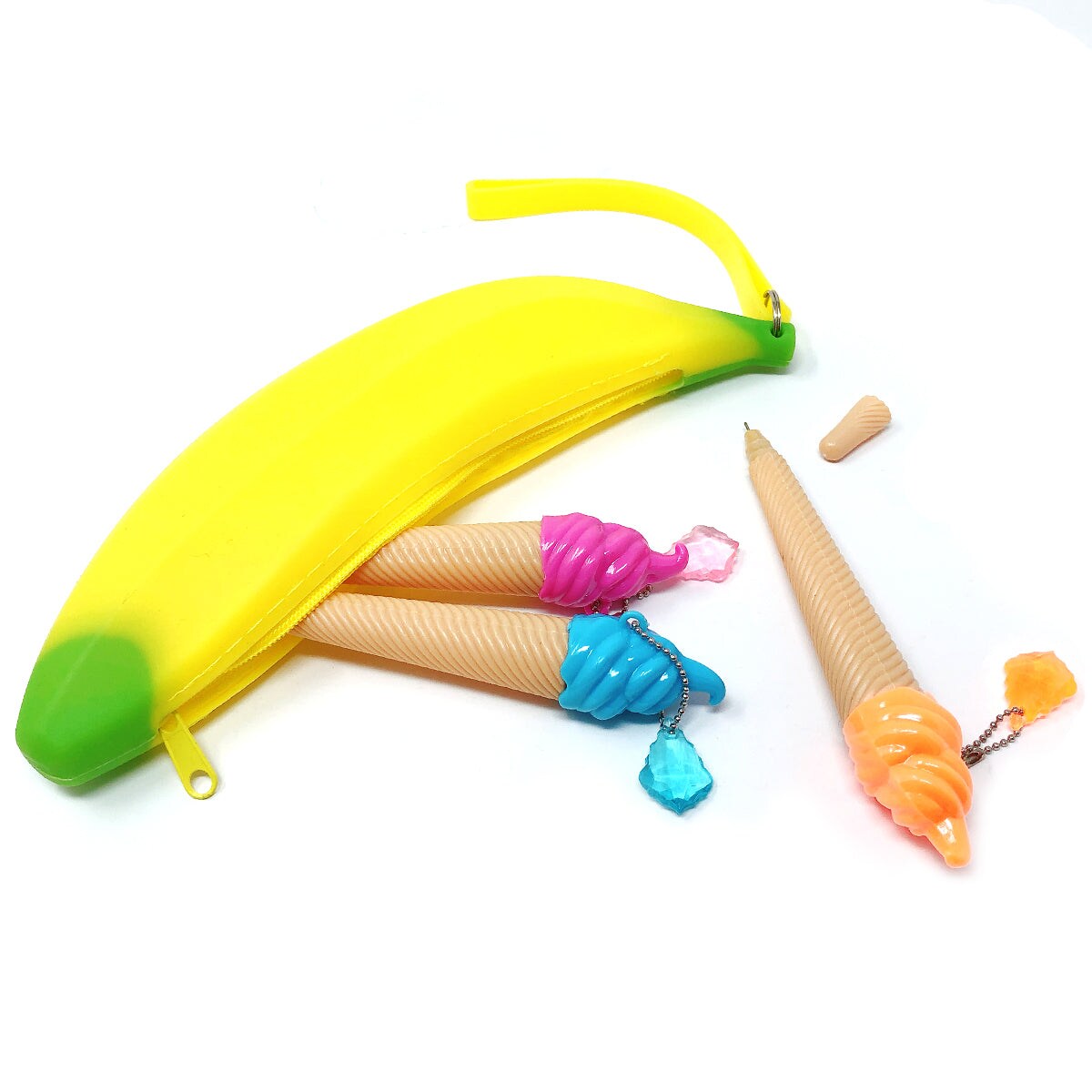 Wrapables Silicone Banana Pencil Pouch Coin Purse Key Holder (Set of 2)