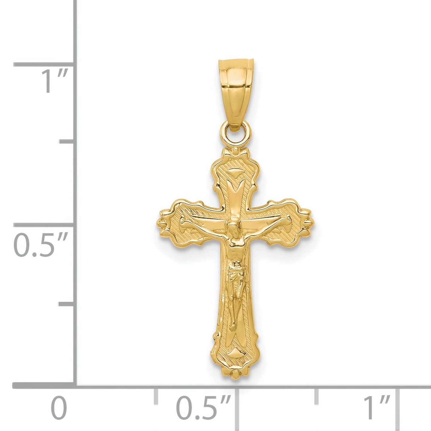 10K Gold Crucifix Cross Pendant Charm Jewelry 25mm x 12mm