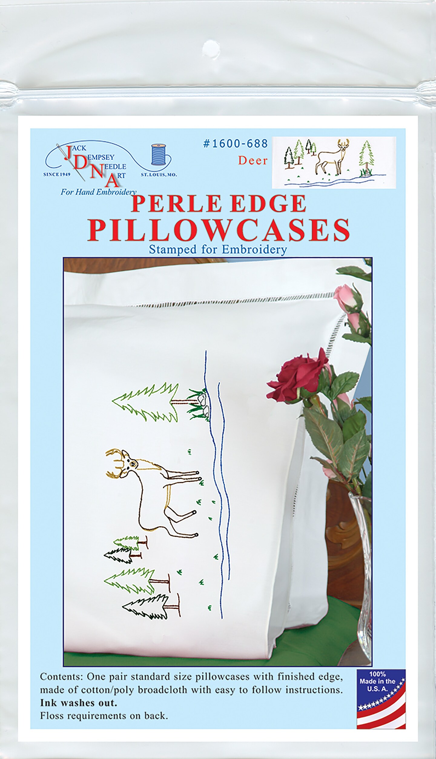Jack Dempsey Stamped Pillowcases W/White Perle Edge 2/Pkg-Deer